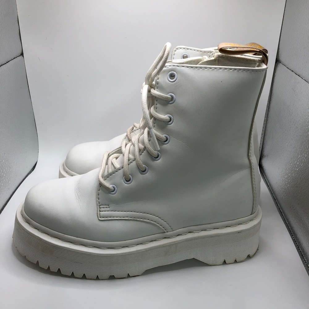 Dr. Martens Jadon White Monochromatic Platform Boots Leather size 9
